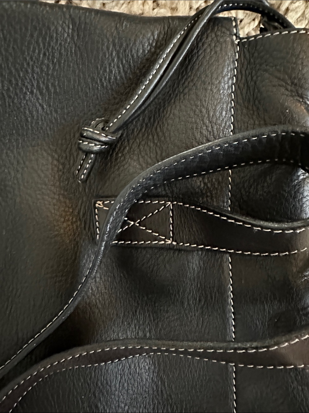 Vintage 1990s Zenith Italian Full-grain Leather Black shoulder/tote bag -NICE - Picture 14 of 16